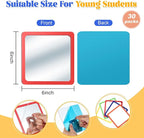 Dandat 30 Pcs Small Mirrors for Kids 6 x 6 Inch Square Shatter Proof Reflector Toddler Glass Plastic Reflector for Classroom DIY Craft Preschool Facial Expression (Fulgent Colors)