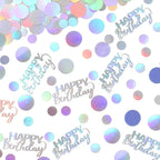 300PC Circle Dots Birthday Confetti for Table Iridescent Happy Birthday Table Scatters Party Decorations
