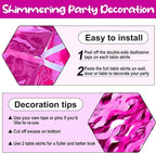 6 Pack 29 x108 Inch Rose Red Wave Foil Fringe Table Skirts Metallic Banner for Tinsel Streamer Garland Backdrop for Parade Floats, Mother's Day, Easter, Wedding, Birthday Party Decoration