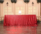 SquarePie Sequin Tablecloth 60 x 102 Inch Red Sparkly Table Linen for Christmas Wedding Party