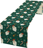 Christmas Table Runner,Seasonal Winter Xmas Holiday Green Table Cloth Kitchen Dining Table Decoration for Home Party Decor 13x90 Inch