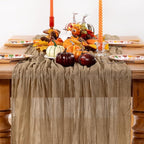 Nude Cheesecloth Table Runner 10 Pack Fall Table Runners Boho Gauze 120 Inches Coffee Cheese Cloth Fall Table Decorations for Thanksgiving Wedding Bridal Baby Shower Tea Party Decor