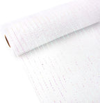 Ribbli 2 Rolls White Mesh Ribbon,10 inch x 30 feet(10Yard) Each Roll,Metallic White with Iridescent Foil,Christmas Ribbon for Wreath Swags and Decorating