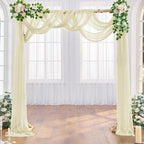 Wedding Arch Draping Fabric Beige Arch Drapes Sheer Backdrop Curtain for Ceremony Photo Wedding Decor 19Ft Length x 28" Width 4 Panel