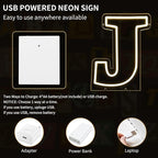 Light Up Letters J, Led Marquee Letter Lights Neon Sign, 13.9" Height Decorative Lighted Alphabet Number, Battery/USB Powered Led Letters Lights for Wedding, Birthday, Party, Christmas or Home Decor