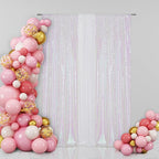 Eternal Beauty Sequin Backdrop Curtains, 2x8 Ft-2 Panels White Iridescent Back Drop for Shimmer Photography Party Wedding Birthday Decor