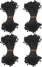 600-Pack Flower Stamens for Crafts, 5mm Double Heads Artificial Pearl Floral Pistil Mini Flower Pollens Stamens for DIY Making/Wedding/Scrapbook Decoration [Black]