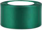 Dark Green Solid Satin Ribbon 2 Inch 25 Yards Solid Polyester Fabric Ribbon for Gift Wrapping Wedding Christmas Baby Shower Birthday Party Decoration Handmade Immortal Flower Craft