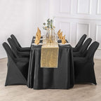 Ascoza 2pack 90x156 Inch Black Rectangular Tablecloth 8 Feet Table Cloth in Polyester Fabric for Wedding/Banquet/Restaurant/Parties