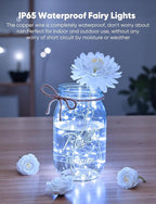 Brightown 24 Pack White LED Fairy Lights Battery Operated String Lights, 7ft 20LED Waterproof Silver Wire String Lights, Firefly Starry Moon Lights for Mason Jars DIY Christmas Wedding Party Bedroom