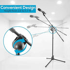 Pyle Dynamic Microphone and Tripod Stand-Height Adjustable from 2.6' to 5.1 Telescoping Boom Arm Mic Length 7.48'' Inch w/Acoustic Pop Filter-Includes 15' ft XLR Cable PMKSM20, Black
