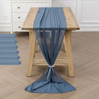 6Pack 9ft Chiffon Table Runner 14x108 Inch Sheer Romantic Table Runner for Wedding Birthday Party Bridal Shower Outdoor Decoration-Dusty Blue