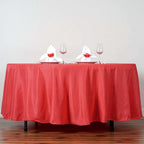 Efavormart Round Tablecloth, 108 Inch Stain & Wrinkle Resistant Washable Table Cloth, Decorative Polyester Fabric Table Cover for Banquet, Wedding, Dining- Red