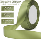 Olive Green Solid Satin Ribbon 1 Inch 25 Yards Solid Polyester Fabric Ribbon for Gift Wrapping Wedding Christmas Baby Shower Birthday Party Decoration Handmade Immortal Flower Craft