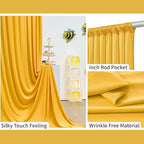 40 ft x 10 ft Wrinkle Free Yellow Backdrop Curtain for Parties, Ginger Polyester Photo Backdrop Drapes,Thick Background 8 Panels 5ft x 10ft for Baby Shower Wedding Birthday Party Backdrop Stand