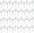 Plastic Wine Glasses，Plastic Goblets Vintage Style Cordial Drinking Glasses for Wedding Reception, Grand Event Party Supplies (48, transparent)