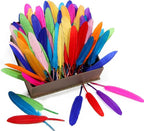 FeelfunFeather 120pcs Mix Colur Goose Cochettes Feather 4-6 inch 10-15cm Bulk Natural for Wedding Party Halloween Decorations DIY Cosplay Gothic Costumes Crafts