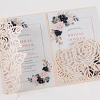 50pcs Tri-Fold Laser Cut Invitation with Envelope Blank Inner Sheets RSVP Cards Personalized Wedding Invitations for Bridal Shower QuinceañEra Engagement Birthday Invites 5X7 Inch Blush Pink