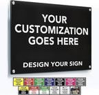 Custom Metal Business Signs, Personalized Aluminum Outdoor Signs, White Aluminum (Black Background, 20x20 In)