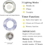 Twinkle Fairy Lights Battery Powered 3 Modes with Timer Firefly Lights 20 LED on 7.2feet Silvery Copper Wire for DIY Wedding Party Christmas Halloween Centerpiece Decorations 15 Pack (Cool White)