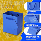 Sherr 100 Pack Mini Gift Bags Bulk, 4 x 2.75 x 4.5 Inches Paper Bags with Tags, Extra Small Paper Gift Boxes with Handles for Birthday, Party Favors, Weddings, Small Business(Blue)