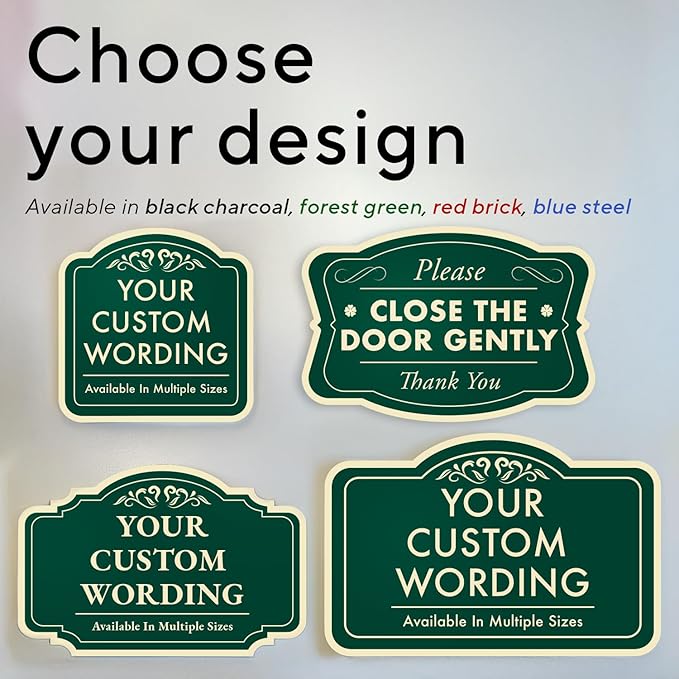 Custom Decorative Outdoor Metal Sign - Personalized Aluminum Driveway Sign, Waterproof, Made In USA - Design 3 Forest Green 10x7 In