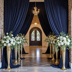 PartyVillage 20ft×15ft Navy Blue Backdrop Curtain for Wedding Parties, 4 Panels Wrinkle Free 15 FT Long Polyester Photo Backdrop Drapes Back Drop Cloth for Birthday Photography Background