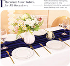 Velvet Table Runner 20 x 120 Inches 10ft Luxurious Thick Soft Velvet Christmas Thanksgiving Wedding Reception Table Runner for Party Reception Decorations(Navy Blue, 6 Pack)