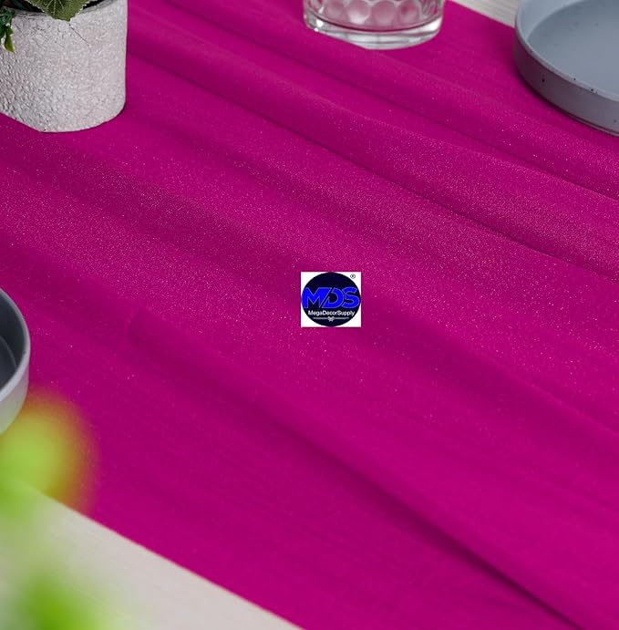 MDS Halloween Chiffon Table Runner - 10 Pack, 29 x 170 Inches, 14ft Each - Sheer Spooky Table Runners for Haunted House Parties, Trick-or-Treat Tables, Witchy Décor, Wedding & Events - Magenta