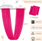 MODFUNS Wedding Ceiling Drapes Hot Pink Ceiling Drapery 5x20ft 2 Panels Sheer Arch Drapery Chiffon Curtain Drapes Tulle Ceiling Fabric Draping Fabric Party Stage Prom Ceremony Decor