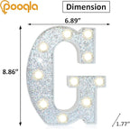 Pooqla Light Up Letters, LED Marquee Letters for Silver Birthday Decorations, Battery Powered Night Light Teenager Girl Room Decor, Gift for Girls Boys Wedding Bedroom Christmas Party Decor, Letter G