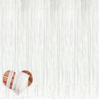 4 Pack White Fringe Curtain Backdrop, 3.2Ft x 6.6Ft Metallic Tinsel Foil Fringe Streamers Background for Photo Booth Birthday Wedding Baby Shower Carnival Easter Mother’s Day Party Decorations
