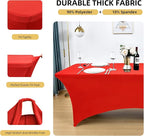 2-Pack 6ft Red Spandex Table Covers for Rectangle Standard Folding Tables - Wrinkle Resistant Stretch Tablecloths - Ultimate Fitted Table Protector for Parties, Trade Shows, Banquet