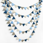 Dusty Blue Party Decoration Gray Blue Felt Hanging Triangle Mini Bunting Pennant Banner Flag for Baby Shower Birthday Wedding Nautical Ahoy Achor Bridal Shower Engagement Party Classroom Nursery Decor