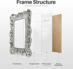 Cuspin 8x10 Picture Frame Silver, Vintage Silver Palm Leaves Textured Hand-Crafted Resin with Glass Front, Elegant Retro Design Photo Frame for Wall and Tabletop Display Home Decor