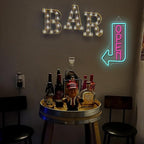 Looklight Blue Open Arrow Neon Sign Dimmale Neon Lights For Wall Decor Led Lights For Bars Stores Coffee Shop Hotel Window Outdoor Decor USB Powered 10 x15.75in