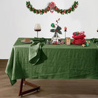 Talasily Linen Tablecloth 100% Pure Linen Table Cloth 60x108 Inches Rectangle Tablecloths Washable Cloths for Kitchen, Dining, Buffet Parties, Holidays, Picnic,Weddings and Restaurants-Forest Green