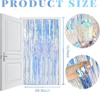 2 Pack Foil Curtain Backdrop Iridescent Metallic Tinsel Foil Fringe Curtains Photo Booth Props for Birthday Wedding Engagement Baby Shower Bachelorette Christmas Holiday Celebration Party Decorations