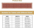 Boho Floral Vintage Table Runner, Red Retro Flower Rustic Country Farmhouse Abstract Pattern for Home Kitchen Table Decor Dining Coffee Room Party Decor 13x36in