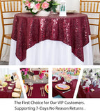 ShinyBeauty Sequin Tablecloth Wine Table Linen Burgundy Table Cover 36x36 Inches Table Overlays for Wedding Party Decor Small Square Tablecloth 36x36 for Round Tables