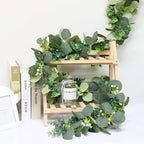 MAKHOT 2pcs Artificial Eucalyptus Garland, 5.9FT Greenery Garland Flower Spring Summer Green Garlands Vines Decoration, Fake Silver Dollar Eucalyptus Leaves Vines for Table Home Wedding Party Decor