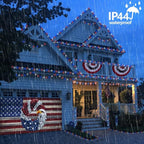 YEGUO 500LED 165ft 4th of July led Lights Outdoor Waterproof, Patriotic String Lights Plug in, Red White Blue led String Lights Indoor for 4th of July Memorial Day Independence Day Decor