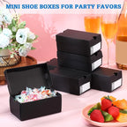 12 Sets Mini Shoe Gifts Boxes for Party Favors 6.1 x 3.9 x 2.5 Inches Sports Mini Sneaker Box with Editable Label for Candies Cookies Snacks(Black,6.1 x 3.9 x 2.5 Inches)