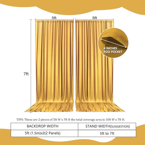 2 Panels Khaki Backdrop Curtain, 10 x 7 Feet Background Curtains for Parties, Weddings, Baby Showers, Bachelorette Halloween, Christmas Birthday Party Photoshoot Backdrop Curtains Decorations