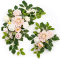 Wedding Decor (Pack of 2) Welcome Sign Flower Backdrop Garland for Ceremony Reception Wall Easel Home Decoration Entryway Faux Outdoor Board Head Table Decor (Blush)