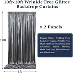 Outpain Thick 10 ft x 10 ft Black Silver Sequin Backdrop Curtain for Parties, Wrinkle Free Glitter Photo Backdrop Drapes 2 Panels 5x10ft Black Silver Back Drop Cloth for Wedding Photography Background