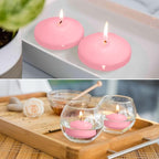 12 Pcs 3 inch Romantic Pink Floating Candles, Smokeless and Unscented, Burns for 8-10 Hours, are Ideal for Weddings, Parties ，Vacations, and Home Decorations