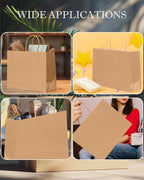 qiqee 30-Packs Brown Gift Bags with Handles Bulk 13"x4.5"x10" Wide Large Size Party Paper Bags