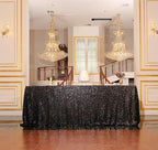 SquarePie Sequin Tablecloth 90 x 132 Inch Black Sparkly Table Linen for Halloween Wedding Party