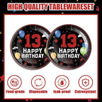 40Pcs 13th Birthday Decorations Officially a Teenager Party Decorations for Boys 13th Birthday Plates and Napkins, Suitable for 20 Guests